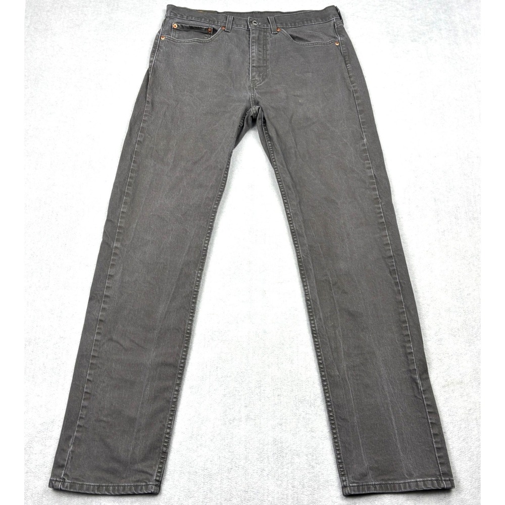 Levis 505 Jeans Mens 34x34 Grey Stretch Regular Fit Straight Leg Denim Pants